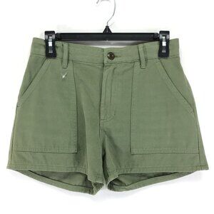 NWOT Re/Done Khaki Military Mini Shorts Women's Size 25 Bayleaf Green Cotton